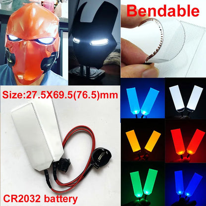 27.5X69.5(76.5)mm Flexible Bendable DIY LED Light Eyes Kits For Halloween Helmet Mask Eye Light Cosplay Accessories CR2032 Input