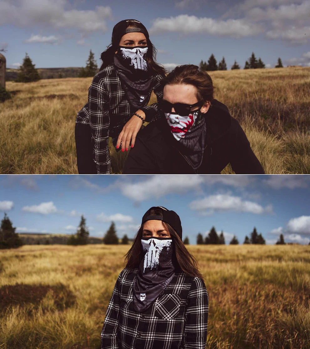 Breathable Skull Scarf Cycling Neck Gaiter Earloop Face Mask Halloween Tube Mask Bandana Bicycle Hiking Motorcycle Balaclava Men