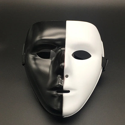 1pcs Halloween Props Masquerade Full Face Mask Hip Hop Adult Hand-painted White Street Dance Men Adult Mask