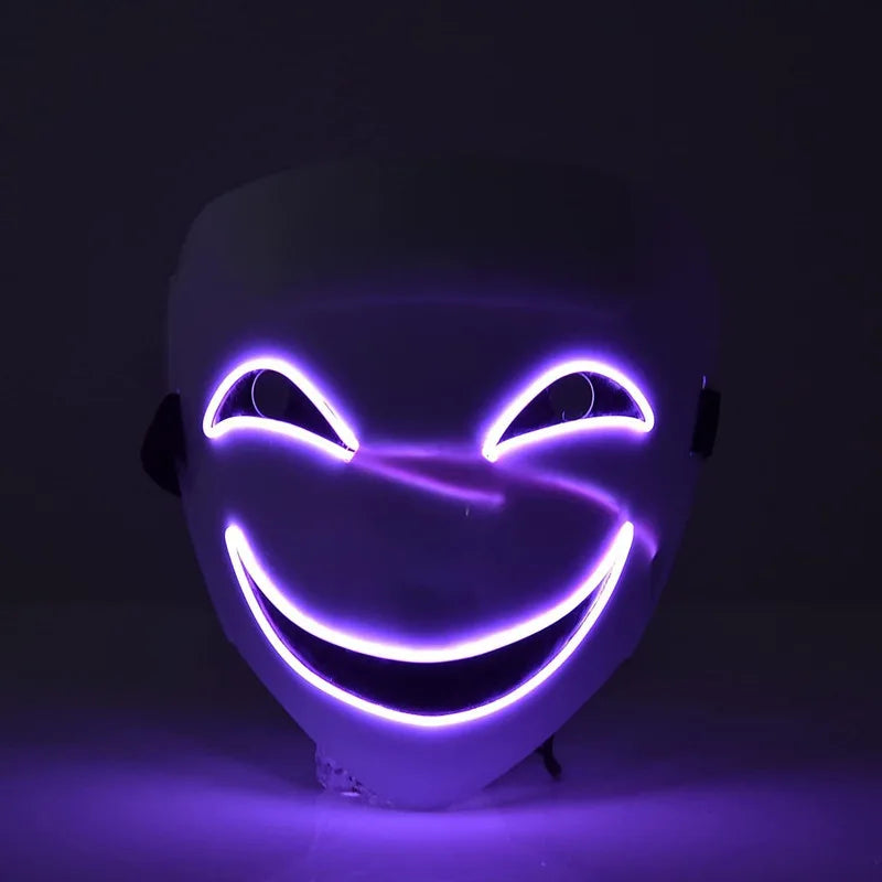 Naucao Halloween Led Mask Smiling Clown Face Role Playing Costume Props for Halloween Performances Makeup Parties