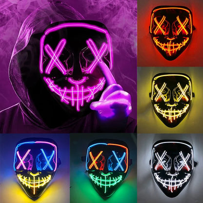 LED Purge Mask v.2 Neon Light Glowing Wireless Rave Mask Decor Luminous