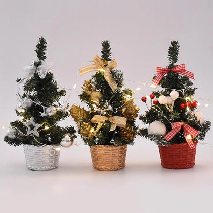 20/30cm Artificial Christmas Tree with LED Light Balls 2024 Christmas Decoration for Home 2025 New Year Gift Xmas Table Ornament