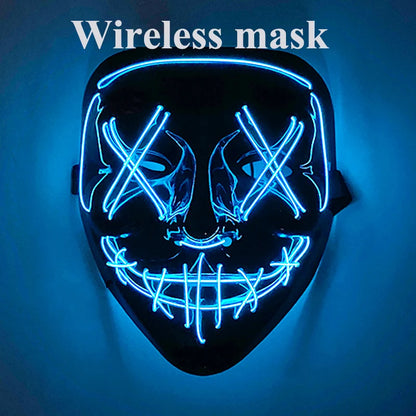 LED Purge Mask Neon Light Glowing Wireless Rave Mask Decor Luminous