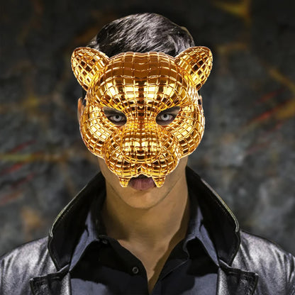 20CM Vip Customer Guest Boss Mask Golden Boss Leopard Halloween Tiger Adult Party Prop Mask For Man Cosplay Shell