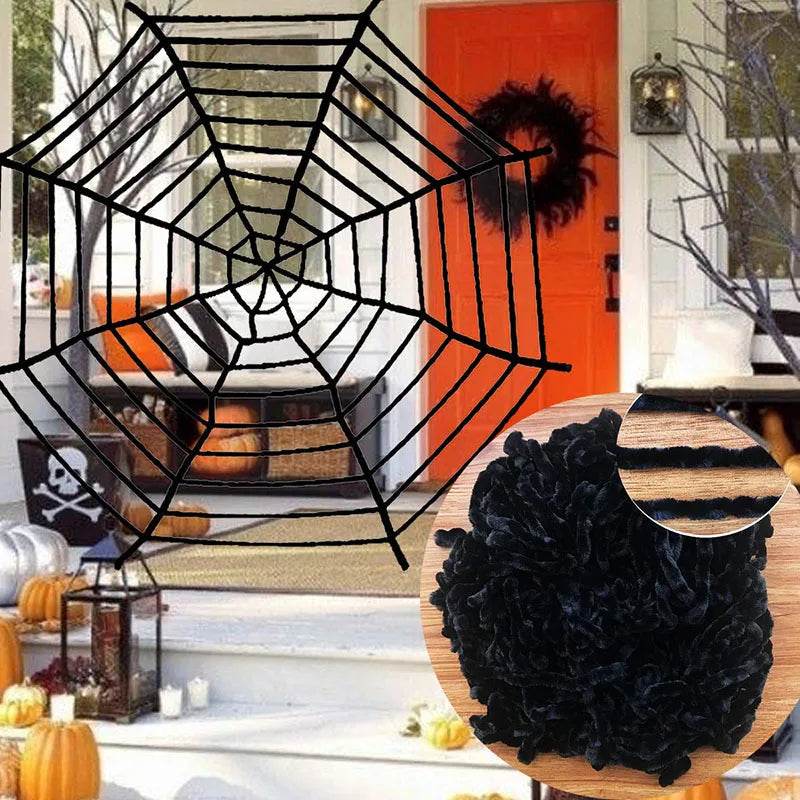 Giant Spider Huge Spider Web Halloween Decoration Props Haunted Indoor Outdoor Spooky Plush Large Araneid Prank Trick Supplies