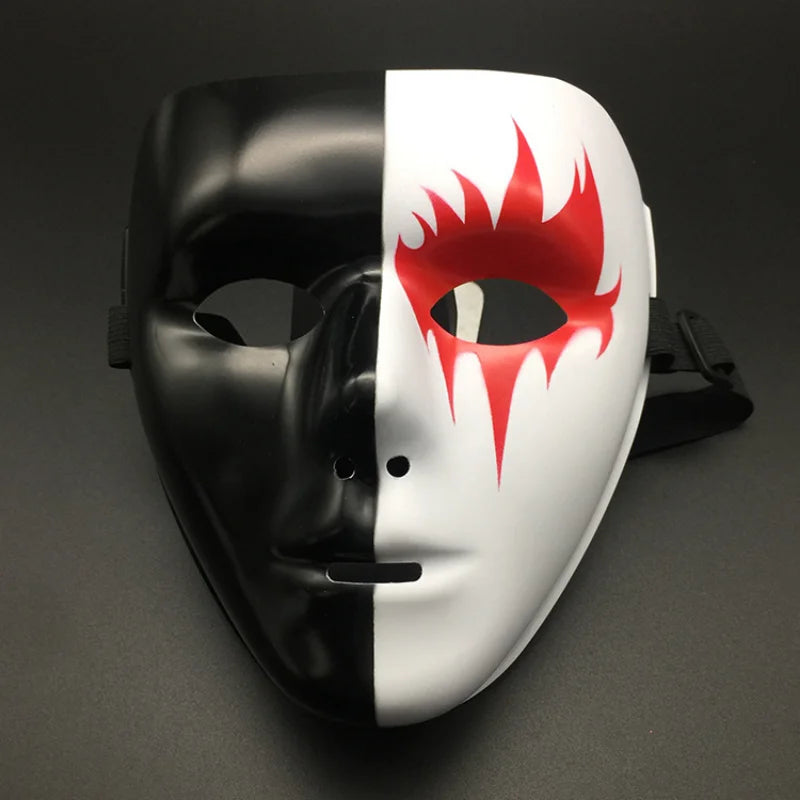 1pcs Halloween Props Masquerade Full Face Mask Hip Hop Adult Hand-painted White Street Dance Men Adult Mask