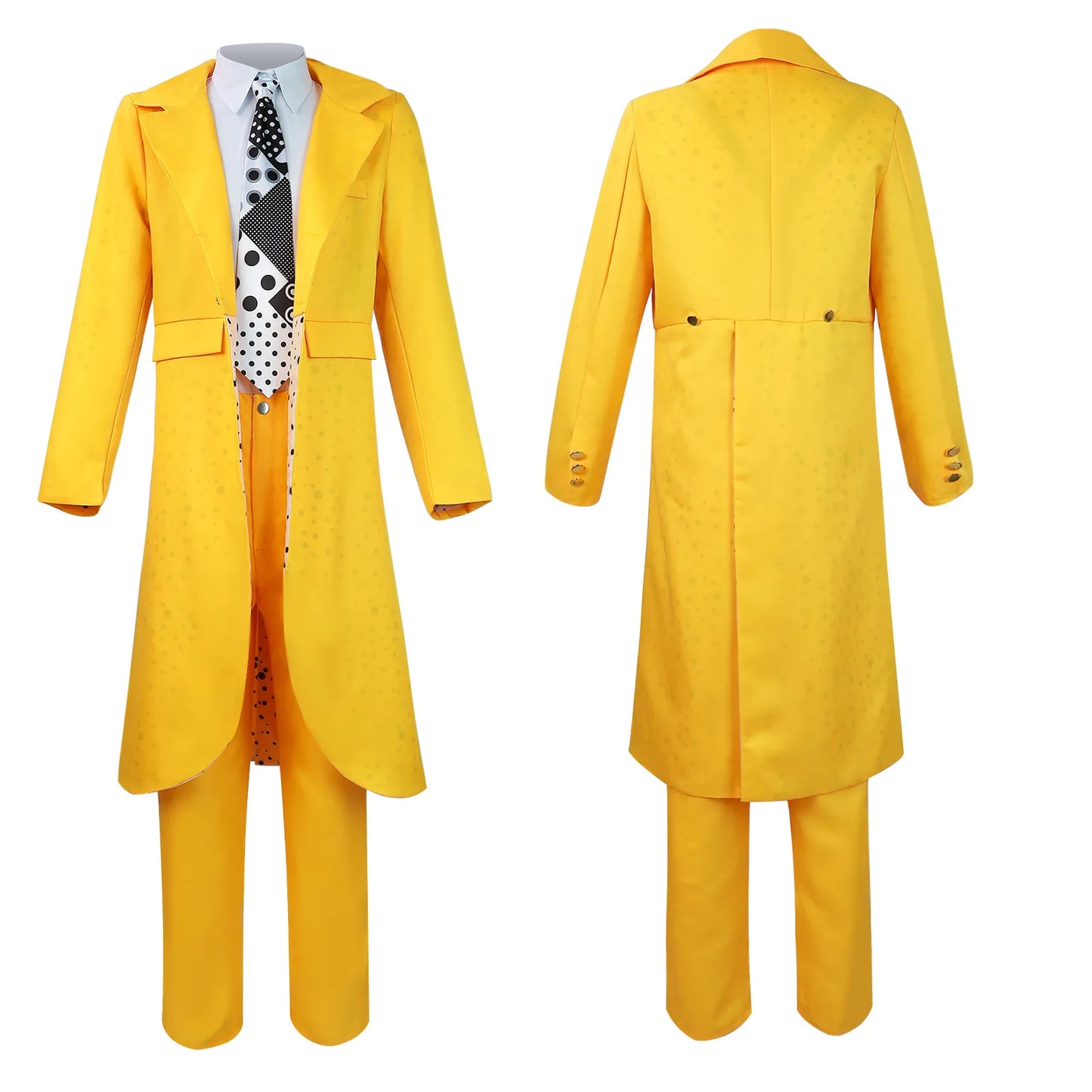 Carrey Cosplay Uniform Anime Costumes Yellow Trench Hat Suit Halloween Carnival Party Jim Clown Outfits Mask for Men