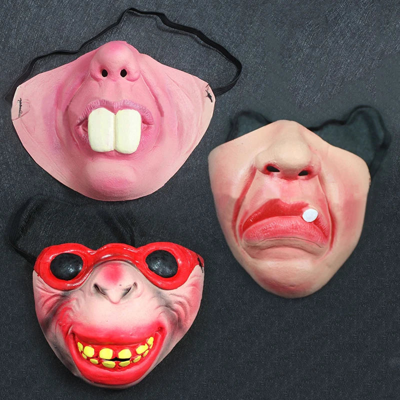 Latex Half Face Clown Mask Cosplay Props Humorous Elastic Band Horrible Scary Masks Adult Party Funny Halloween Decoration