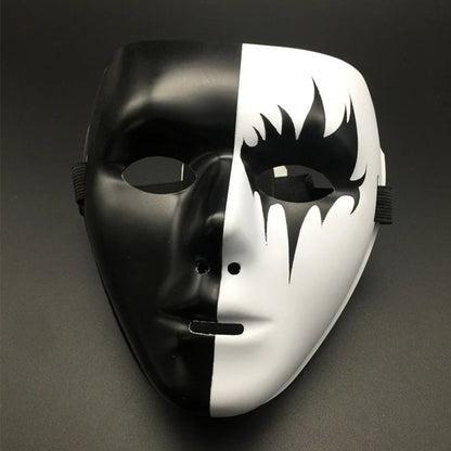 1pcs Halloween Props Masquerade Full Face Mask Hip Hop Adult Hand-painted White Street Dance Men Adult Mask