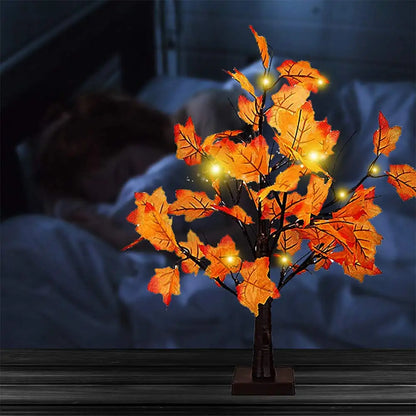 Artificial Fall Lighted Maple Tree, 24 LED, Thanksgiving Decorations, Table Lights, Wedding Party, Indoor, Outdoor, Home Decor