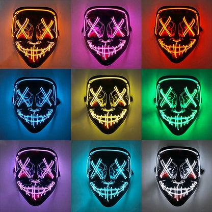 Hot sales Japanese Anime Fox Luminous Mask LED Glowing Cosplay Makomo mask Neon light up Sabito Mask for Halloween costume props