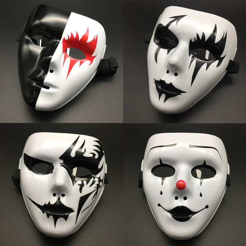 1pcs Halloween Props Masquerade Full Face Mask Hip Hop Adult Hand-painted White Street Dance Men Adult Mask