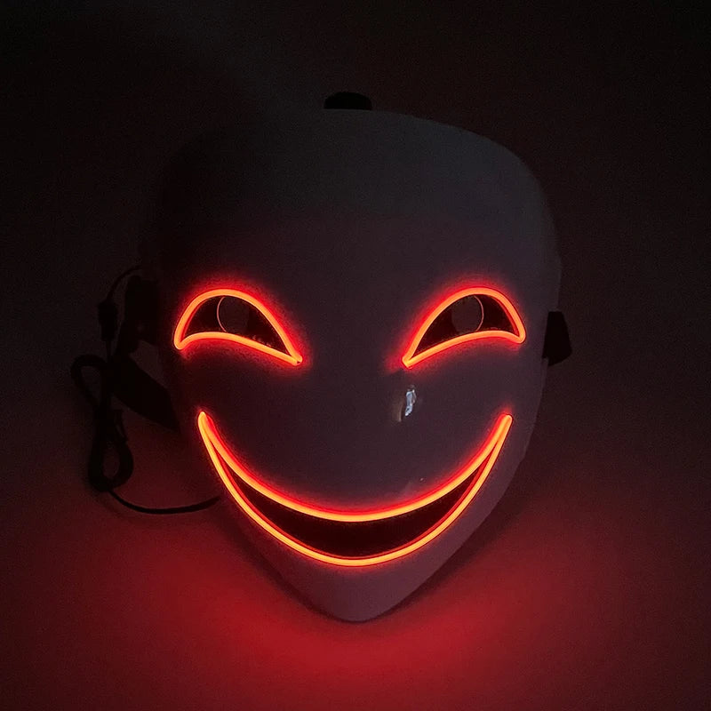 Naucao Halloween Led Mask Smiling Clown Face Role Playing Costume Props for Halloween Performances Makeup Parties