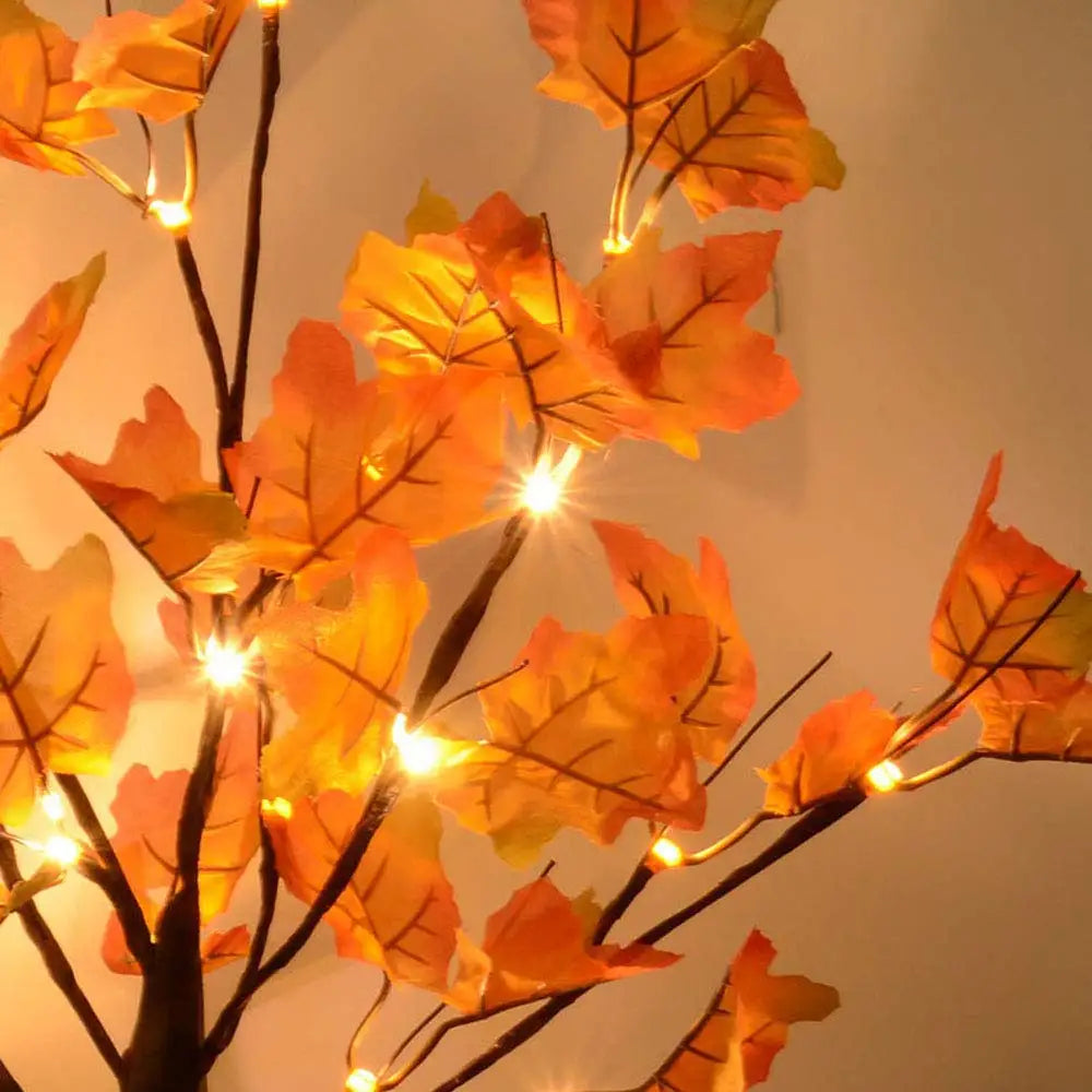 Artificial Fall Lighted Maple Tree, 24 LED, Thanksgiving Decorations, Table Lights, Wedding Party, Indoor, Outdoor, Home Decor