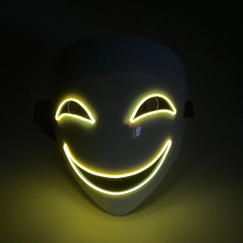 Naucao Halloween Led Mask Smiling Clown Face Role Playing Costume Props for Halloween Performances Makeup Parties