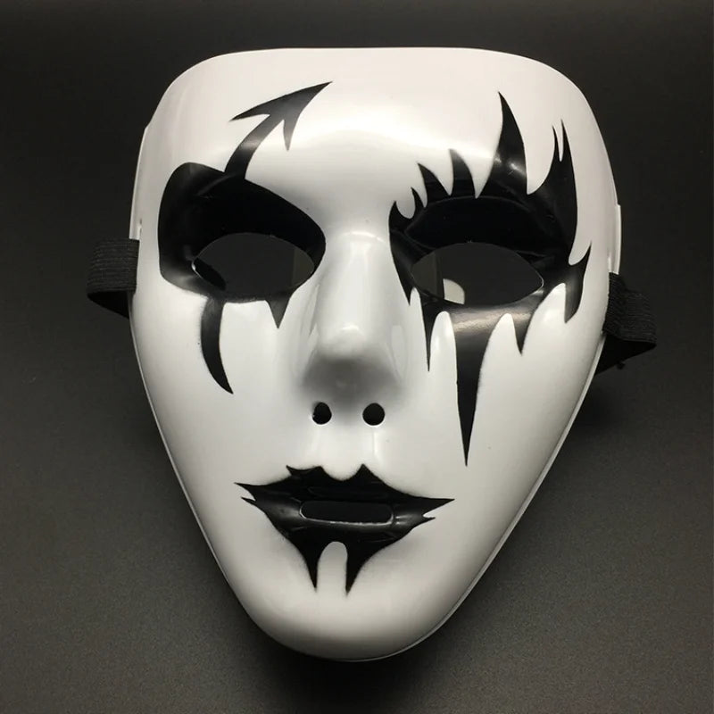 1pcs Halloween Props Masquerade Full Face Mask Hip Hop Adult Hand-painted White Street Dance Men Adult Mask