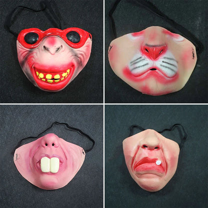 Latex Half Face Clown Mask Cosplay Props Humorous Elastic Band Horrible Scary Masks Adult Party Funny Halloween Decoration