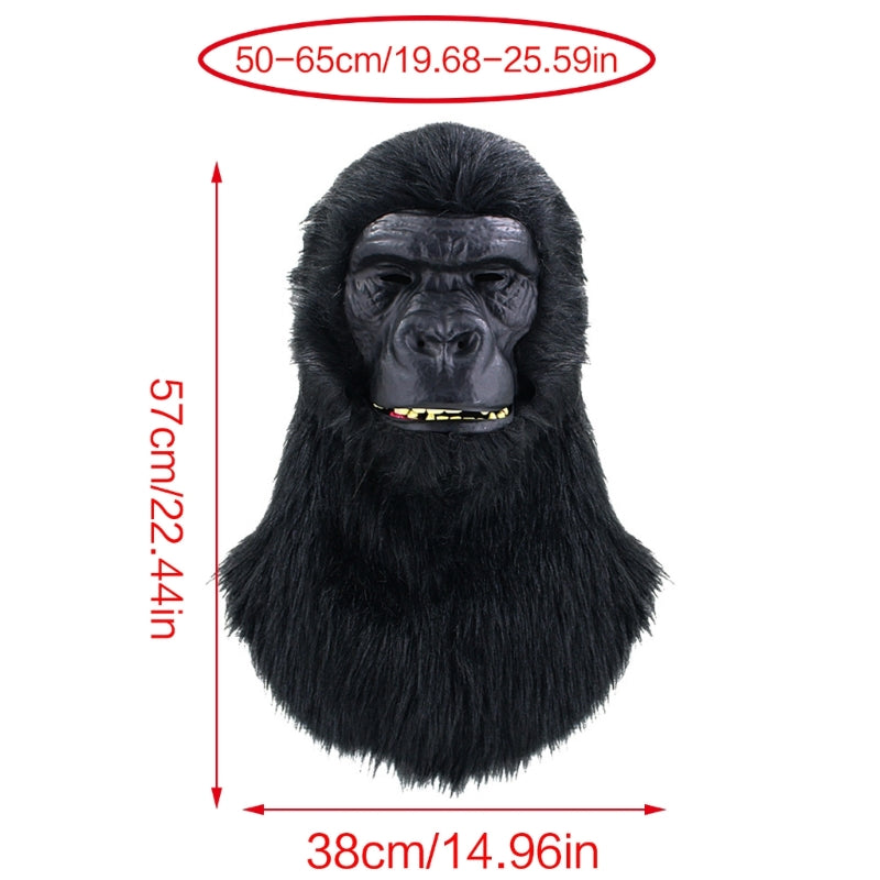 Halloween Black Gorillas Full Head Mask Latex 3D Animal Headgear for Party Festival Supplies