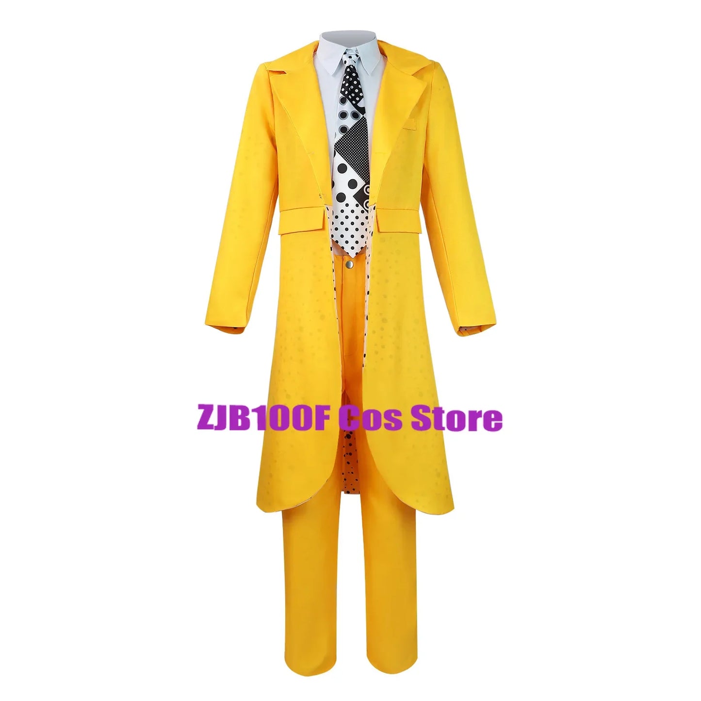 Carrey Cosplay Uniform Anime Costumes Yellow Trench Hat Suit Halloween Carnival Party Jim Clown Outfits Mask for Men