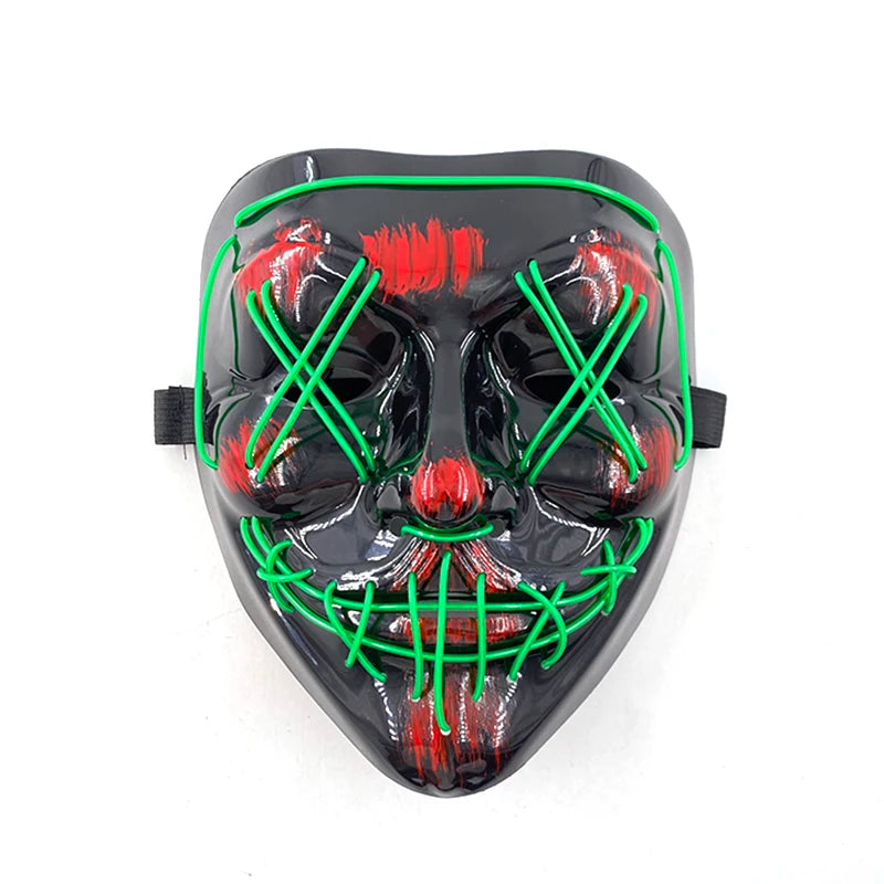 Wireless Halloween Neon LED Purge Mask Masque Masquerade Party Masks Light Grow in the Dark Horror Mask Glowing Masker