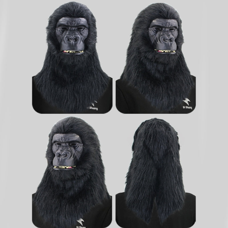 Halloween Black Gorillas Full Head Mask Latex 3D Animal Headgear for Party Festival Supplies