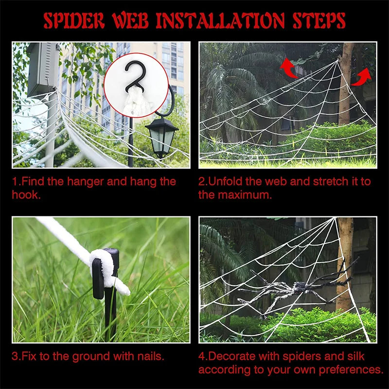 Giant Spider Huge Spider Web Halloween Decoration Props Haunted Indoor Outdoor Spooky Plush Large Araneid Prank Trick Supplies