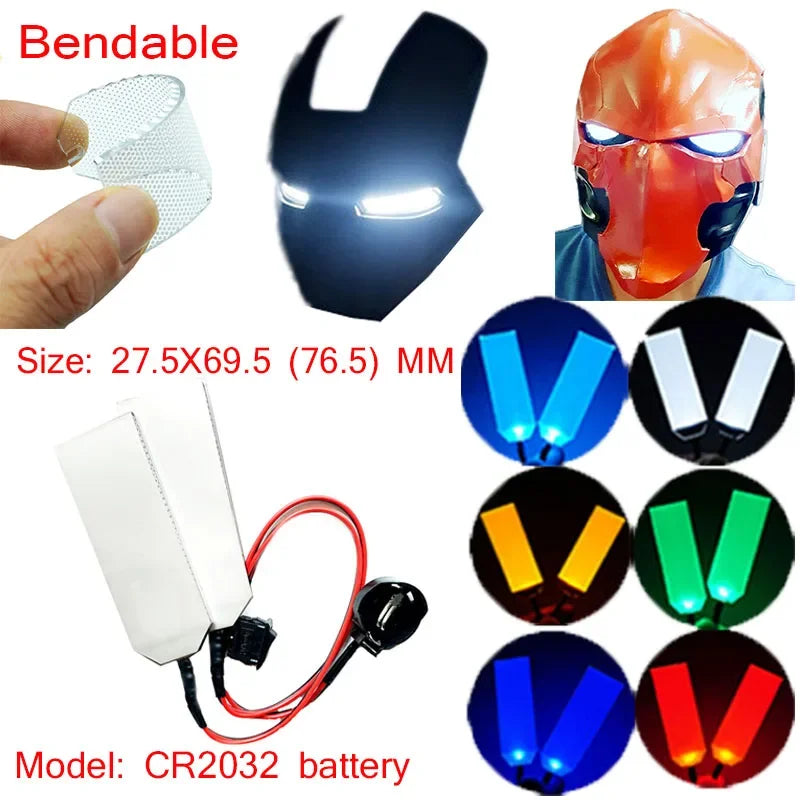 27.5X69.5(76.5)mm Flexible Bendable DIY LED Light Eyes Kits For Halloween Helmet Mask Eye Light Cosplay Accessories CR2032 Input