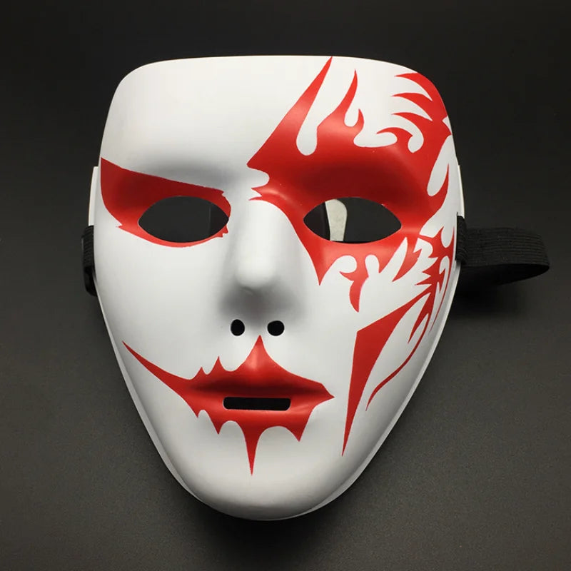 1pcs Halloween Props Masquerade Full Face Mask Hip Hop Adult Hand-painted White Street Dance Men Adult Mask