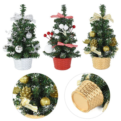 20/30cm Artificial Christmas Tree with LED Light Balls 2024 Christmas Decoration for Home 2025 New Year Gift Xmas Table Ornament