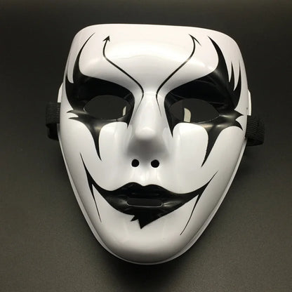 1pcs Halloween Props Masquerade Full Face Mask Hip Hop Adult Hand-painted White Street Dance Men Adult Mask