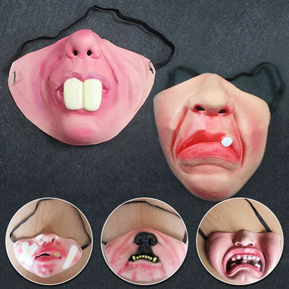 Latex Half Face Clown Mask Cosplay Props Humorous Elastic Band Horrible Scary Masks Adult Party Funny Halloween Decoration