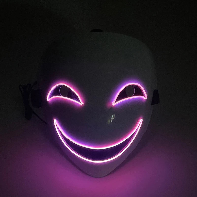 Naucao Halloween Led Mask Smiling Clown Face Role Playing Costume Props for Halloween Performances Makeup Parties