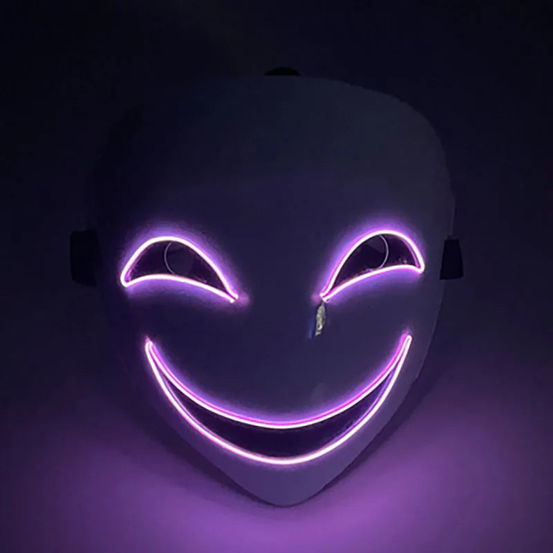 Naucao Halloween Led Mask Smiling Clown Face Role Playing Costume Props for Halloween Performances Makeup Parties