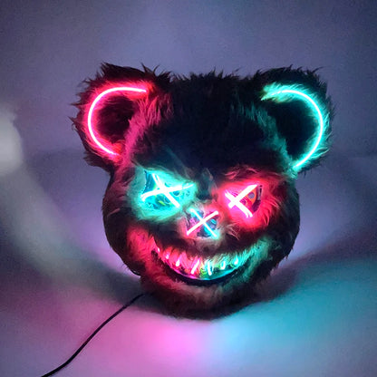 LED glowing Cosplay Bloody Rabbit Mask Halloween Scary Killer Bunny Headgear Carnival Masquerade Dance horror Costume Props