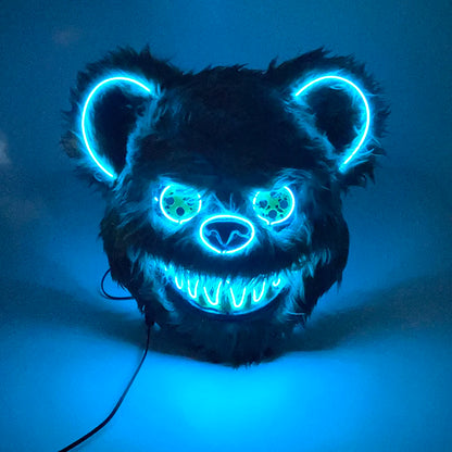 LED glowing Cosplay Bloody Rabbit Mask Halloween Scary Killer Bunny Headgear Carnival Masquerade Dance horror Costume Props