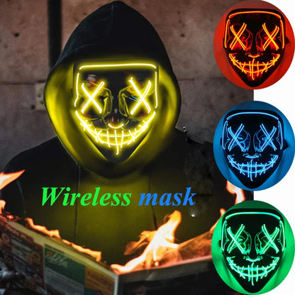 Hot sales Japanese Anime Fox Luminous Mask LED Glowing Cosplay Makomo mask Neon light up Sabito Mask for Halloween costume props