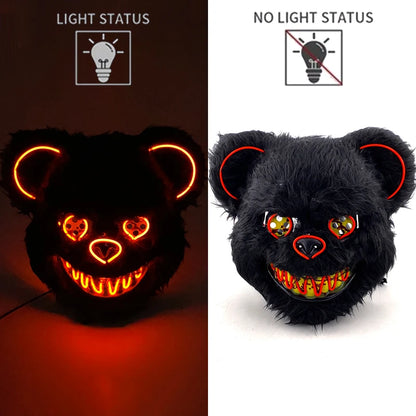 LED glowing Cosplay Bloody Rabbit Mask Halloween Scary Killer Bunny Headgear Carnival Masquerade Dance horror Costume Props