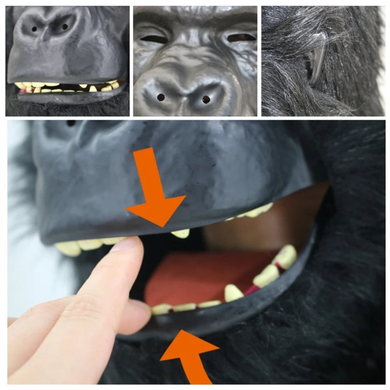 Halloween Black Gorillas Full Head Mask Latex 3D Animal Headgear for Party Festival Supplies