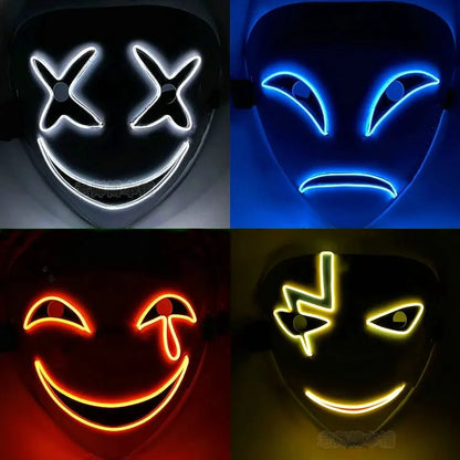 Naucao Halloween Led Mask Smiling Clown Face Role Playing Costume Props for Halloween Performances Makeup Parties