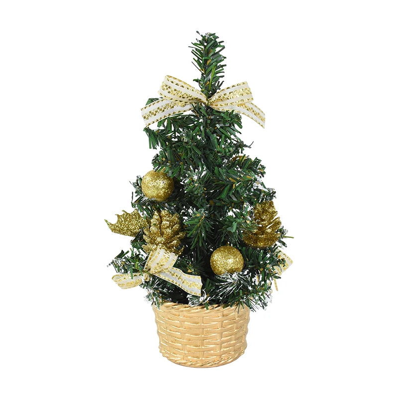 20/30cm Artificial Christmas Tree with LED Light Balls 2024 Christmas Decoration for Home 2025 New Year Gift Xmas Table Ornament