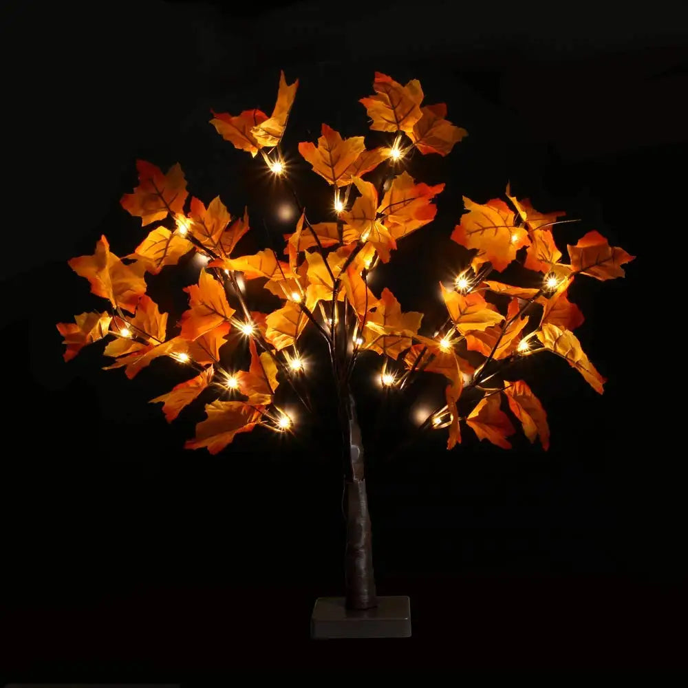 Artificial Fall Lighted Maple Tree, 24 LED, Thanksgiving Decorations, Table Lights, Wedding Party, Indoor, Outdoor, Home Decor