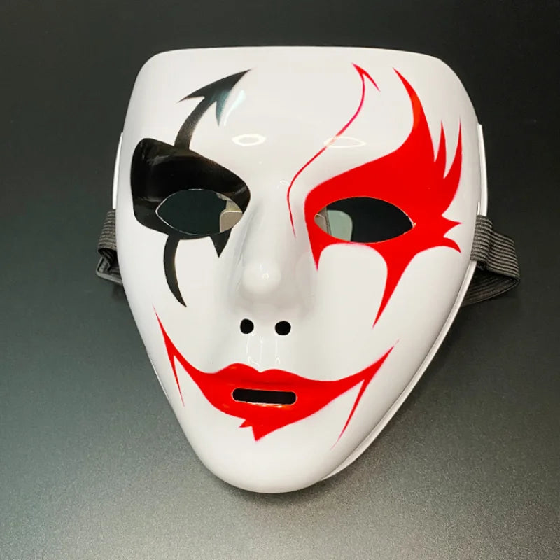 1pcs Halloween Props Masquerade Full Face Mask Hip Hop Adult Hand-painted White Street Dance Men Adult Mask