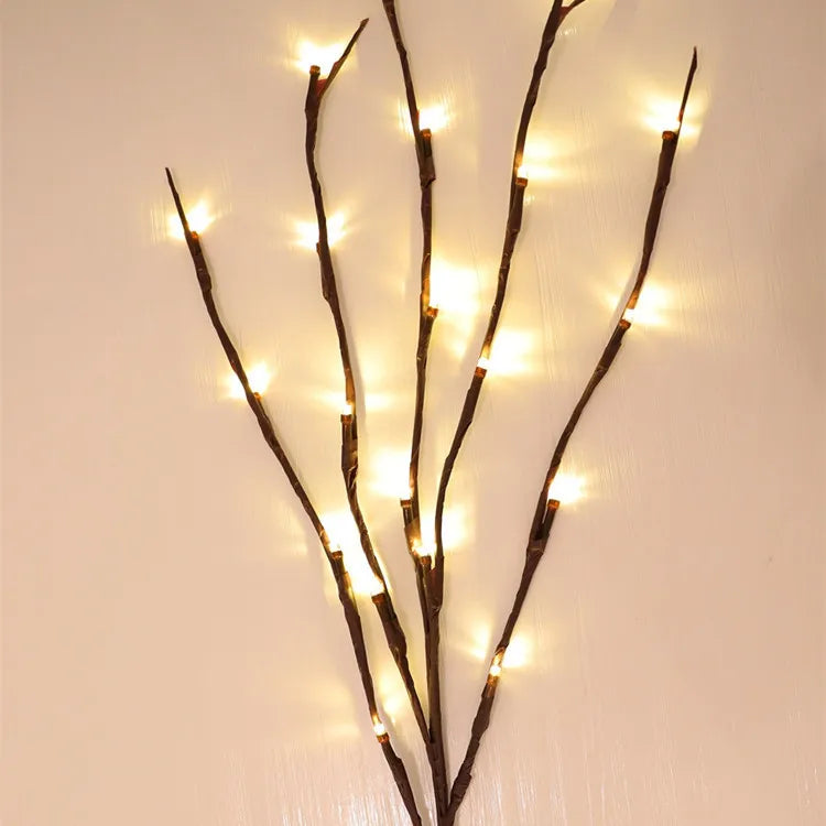 1Pcs 20 Bulbs LED Branch Lights Battery Powered Willow Twig Lighted Branch Decorative Lights Artificial Creative Tree DIY Light