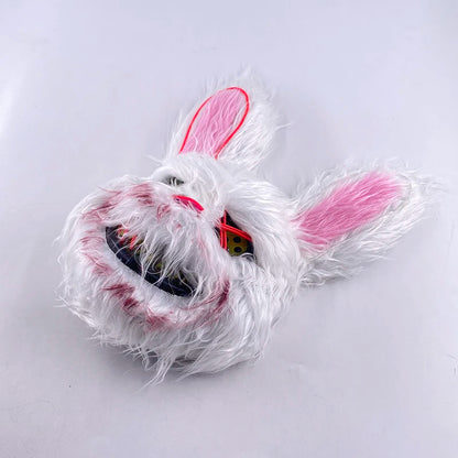 LED glowing Cosplay Bloody Rabbit Mask Halloween Scary Killer Bunny Headgear Carnival Masquerade Dance horror Costume Props